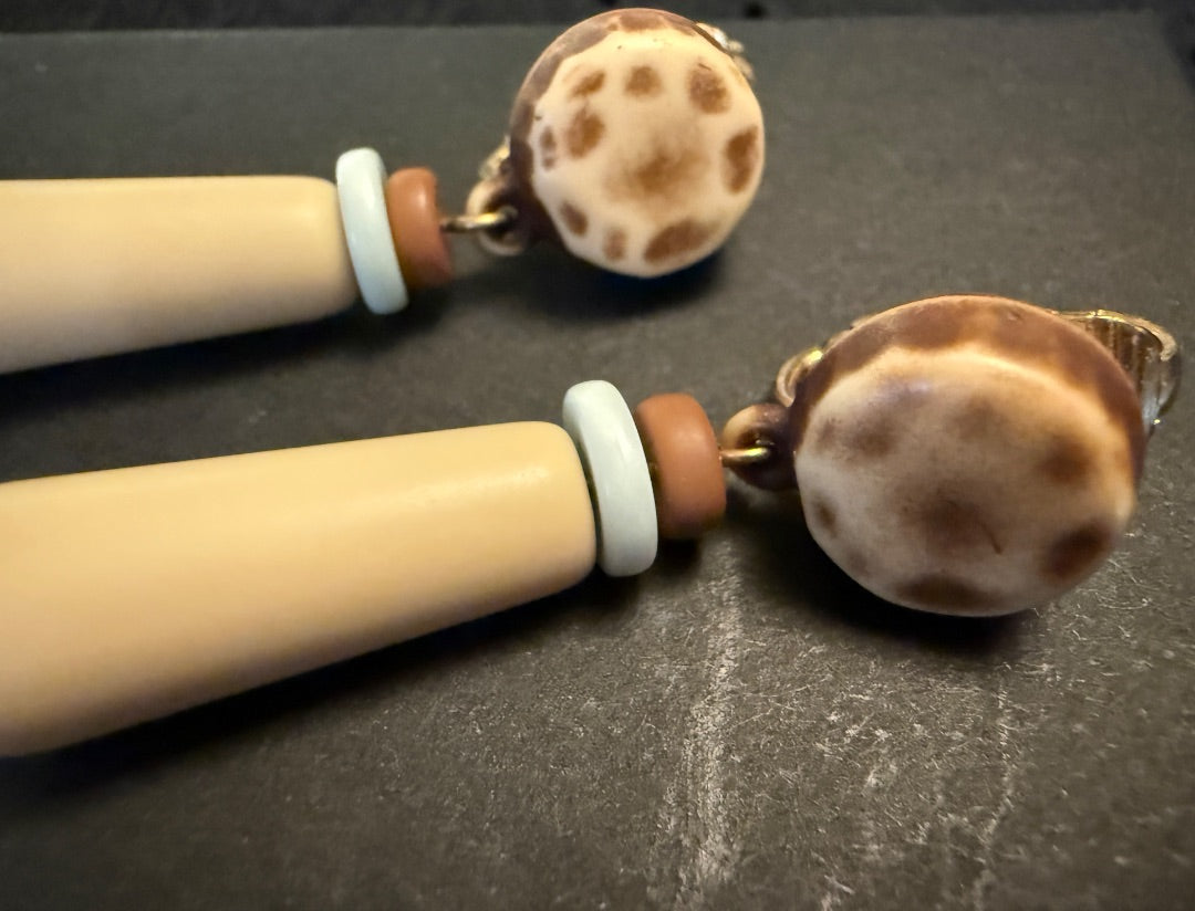 80’s Tribal Animal Print Clip Earrings