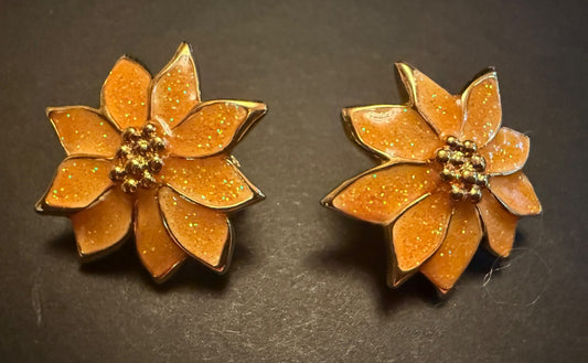 Vintage 80’s Poinsettia Clip Earrings