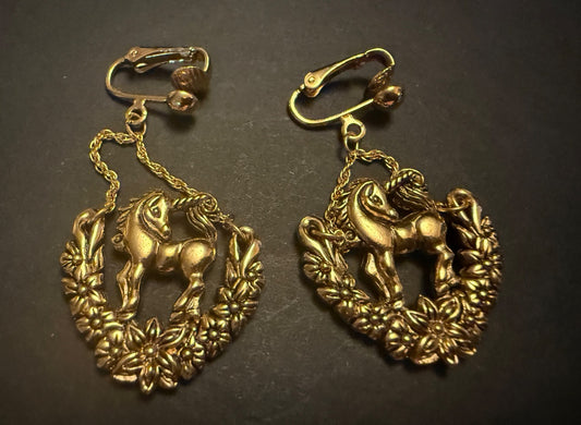 AVON Unicorn Heart Clip Earrings