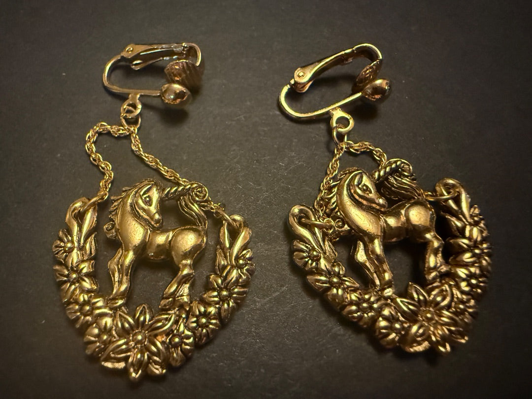 AVON Unicorn Heart Clip Earrings
