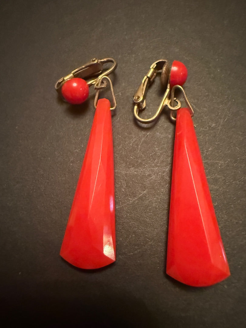 Red Bangle Clip Earrings