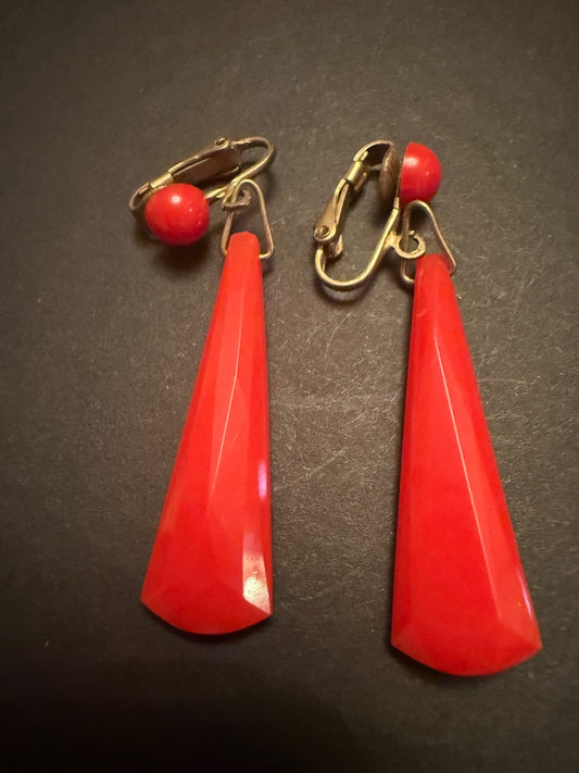 Red Bangle Clip Earrings