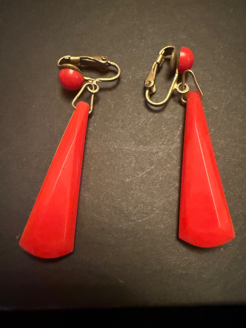 Red Bangle Clip Earrings
