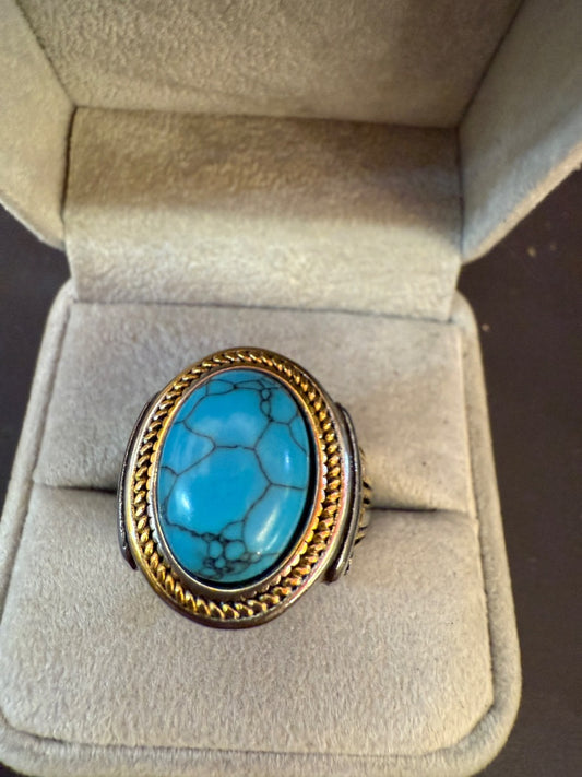 SS Faux Turqoise Ring
