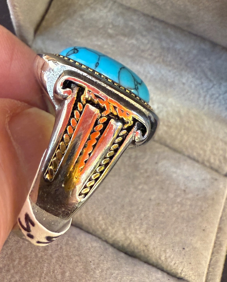 SS Faux Turqoise Ring