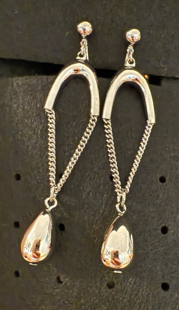 Silver dangle clip earrings