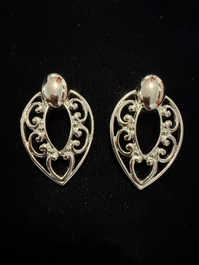 Silver tone classical Clip earrings