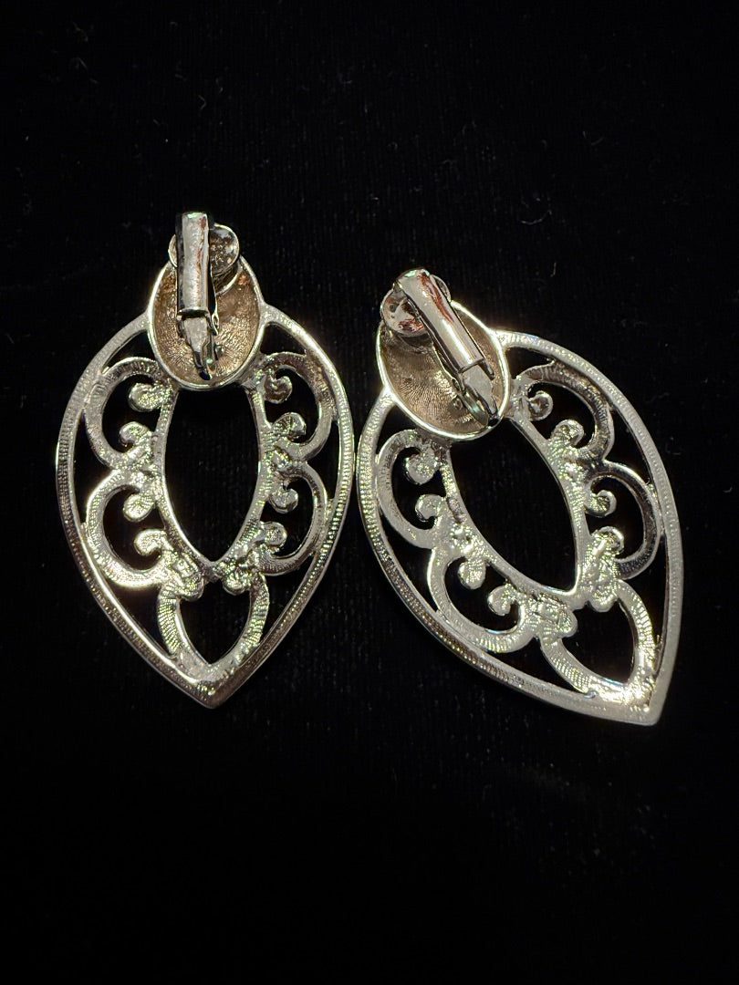 Silver tone classical Clip earrings