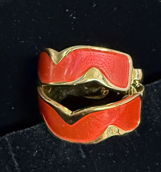 Red Gold tone Hoop clip earrings