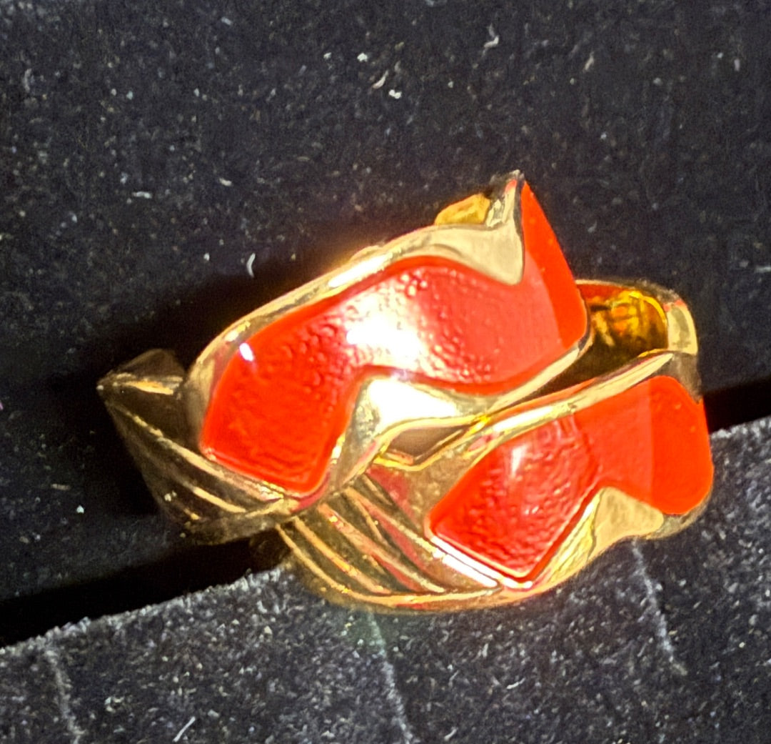 Red Gold tone Hoop clip earrings