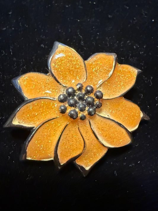 Enamel Poinsettia Brooch Pennant combo