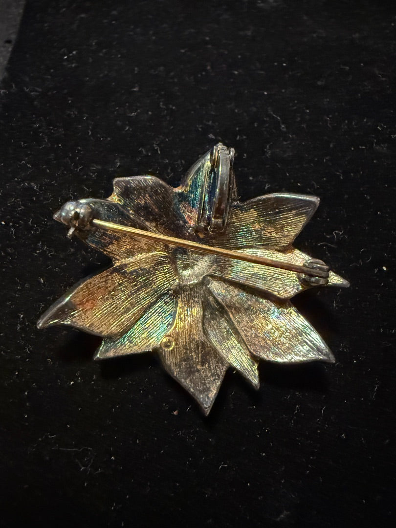 Enamel Poinsettia Brooch Pennant combo