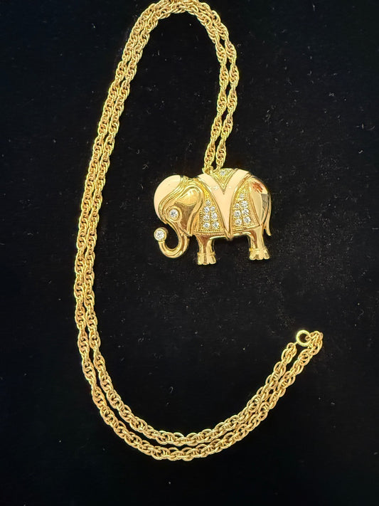 24” KJL Kenneth J Lane Avon Elephant Pin -Necklace combo