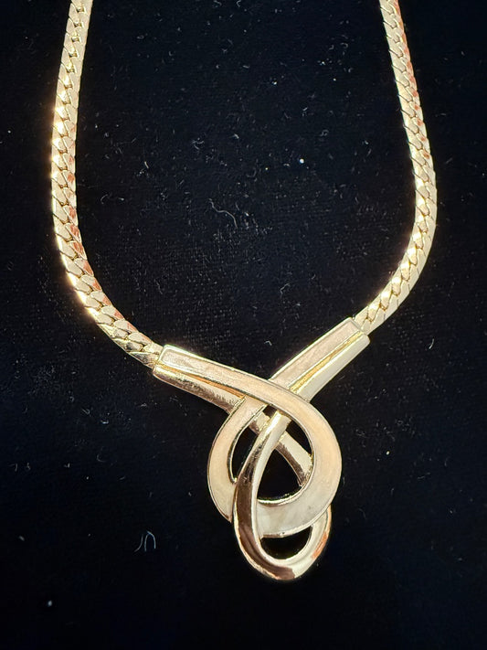 Gold Tone Vintage Modern Necklace