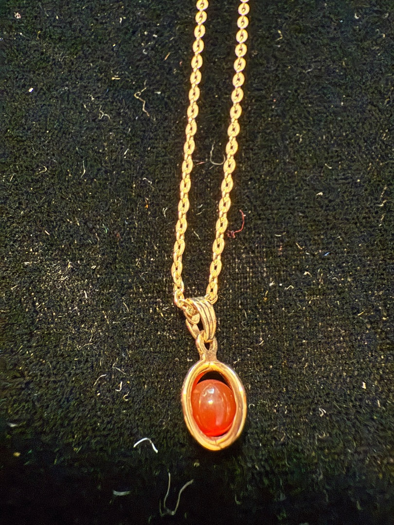 Orange stone Necklace Vtg Avon