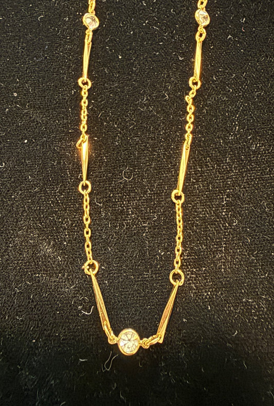 choker chain with CZ Gold Tone Necklace