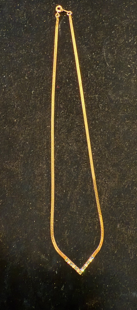 Shaped Sapphire CZ Gold tone Avon Necklace