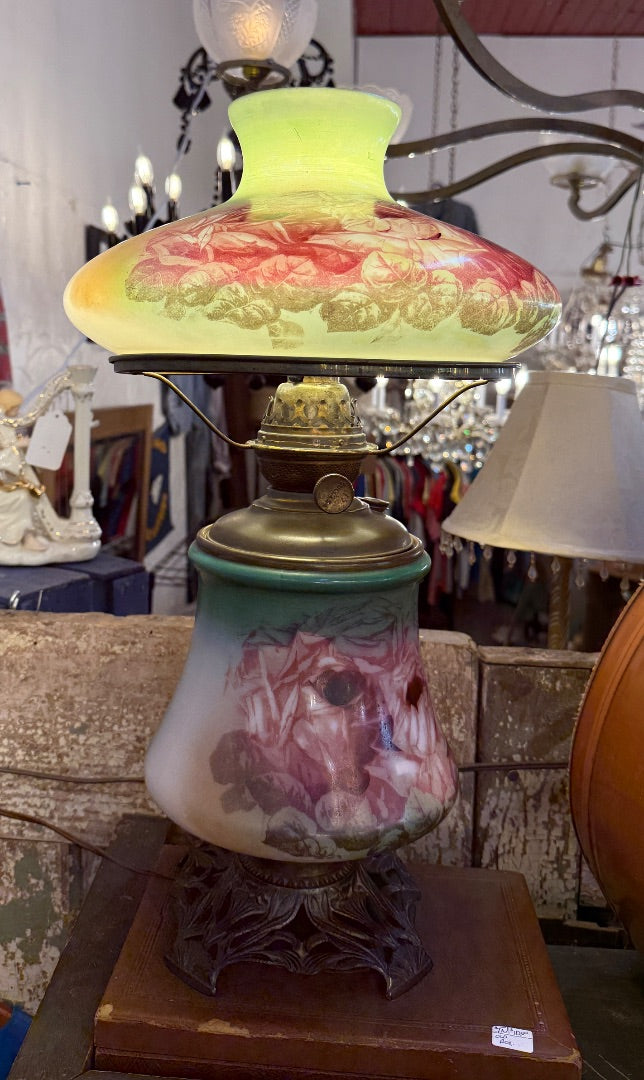 Victorian 2 light hand painted