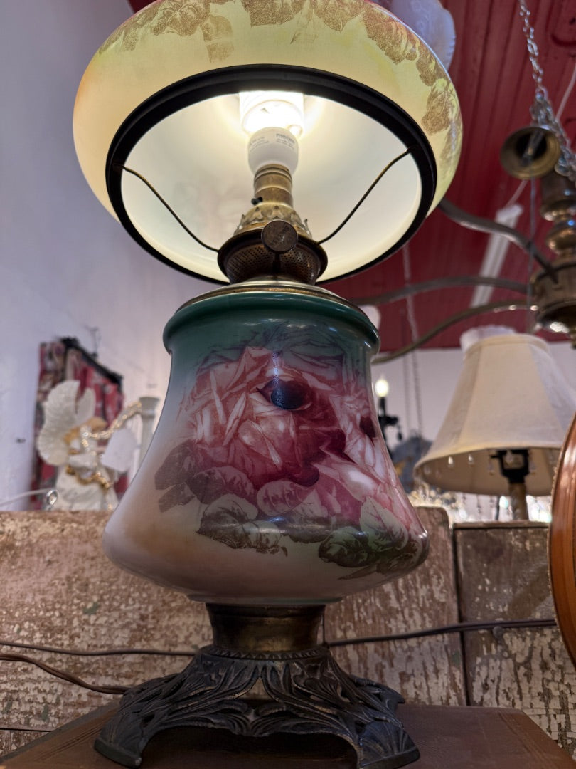 Victorian 2 light hand painted