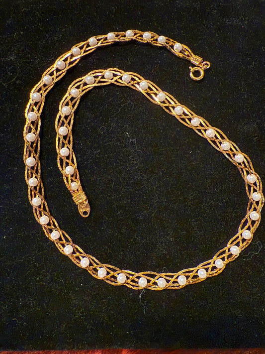 Pearl Gold woven Avon Necklace