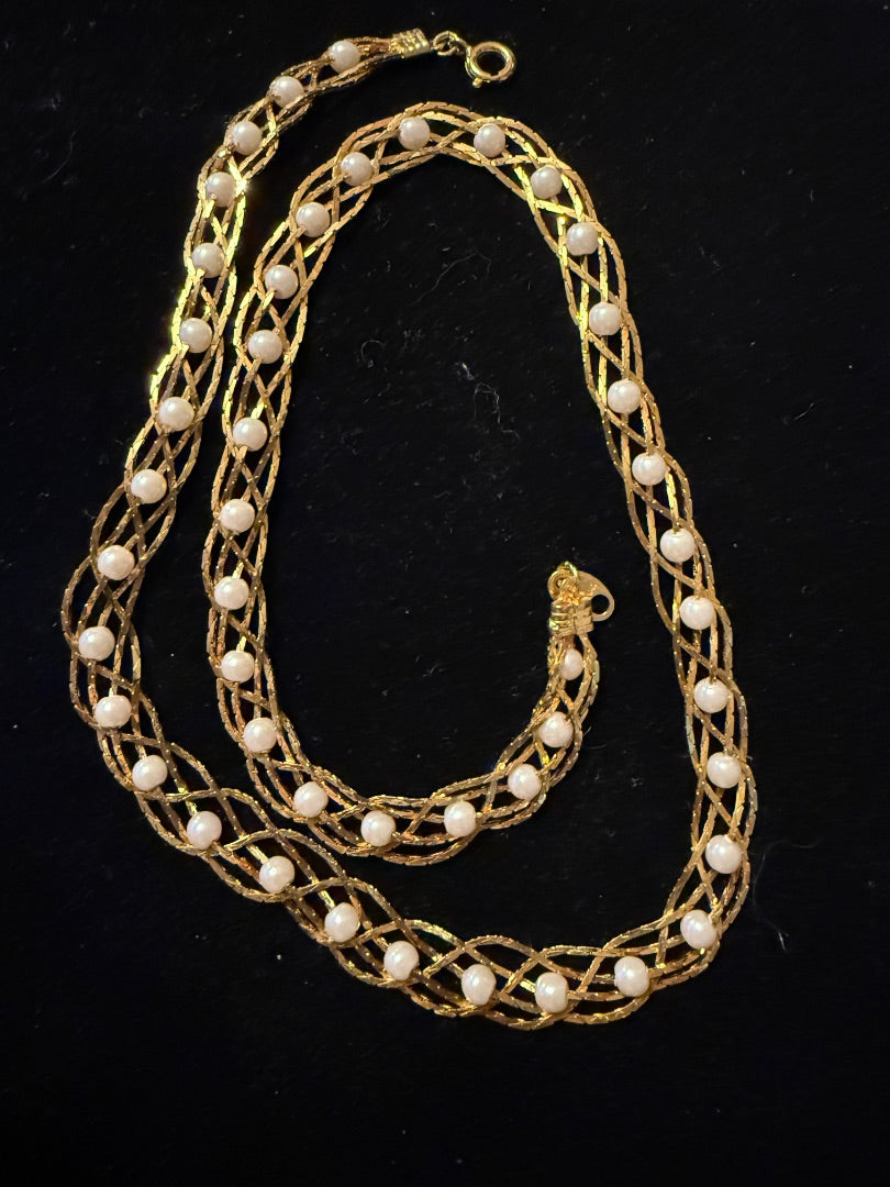 Pearl Gold woven Avon Necklace