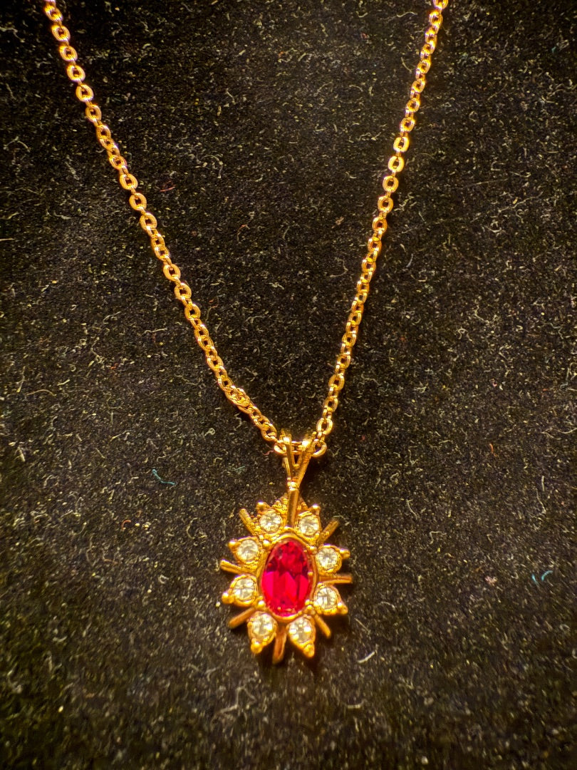 1980’s Red Rhinestone Avon Necklace