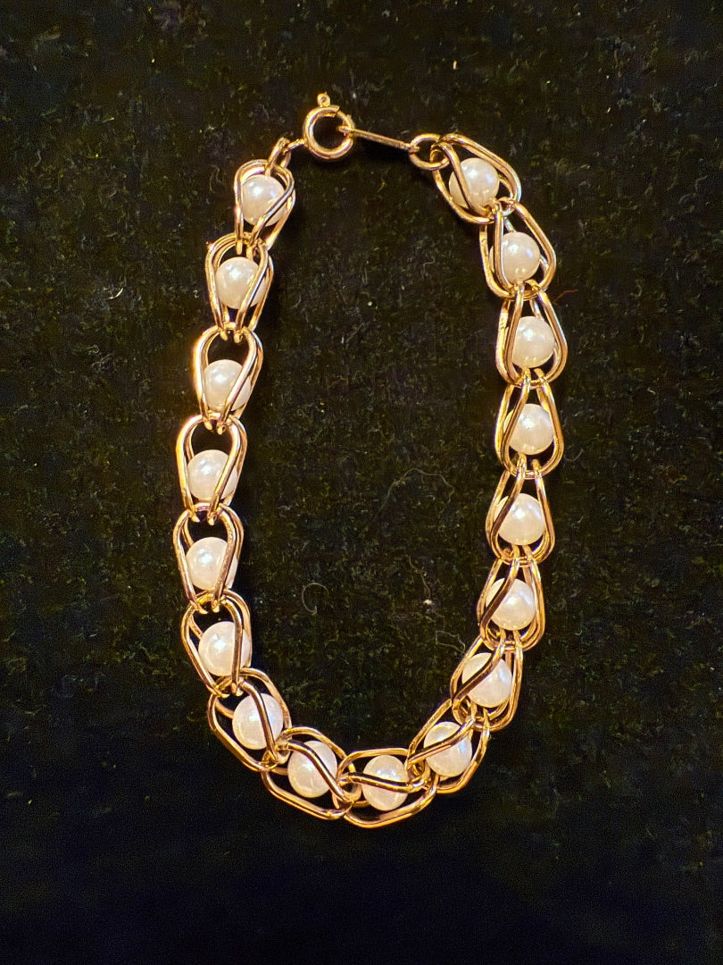 Caged Pearl Gold toned Avon Bracelet