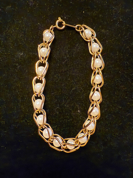 Caged Pearl Gold toned Avon Bracelet