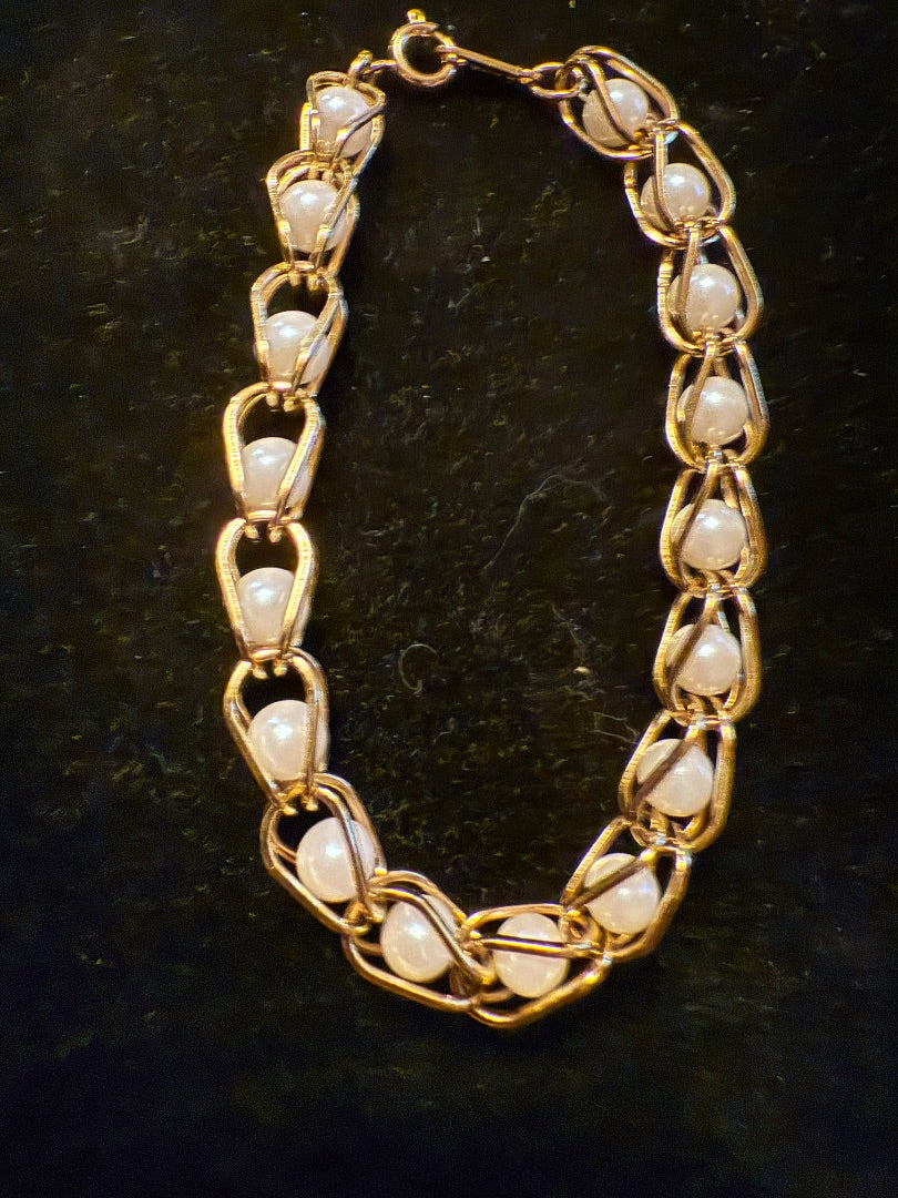 Caged Pearl Gold toned Avon Bracelet