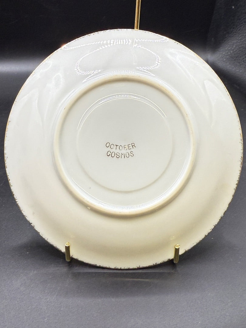 October Lusterware pink Flower teacup saucer