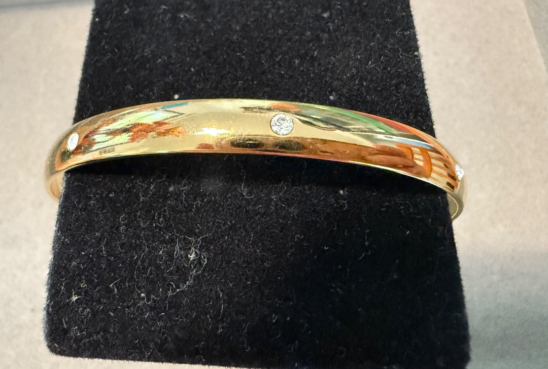 Minimalist CZ Bangle Bracelet Gold Tone