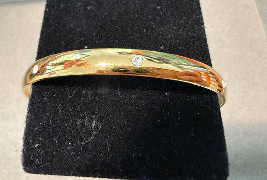 Minimalist CZ Bangle Bracelet Gold Tone