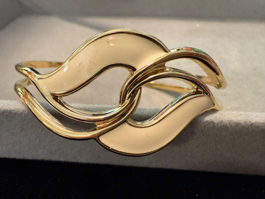 Gold Tone Cream Enamel Avon Bracelet