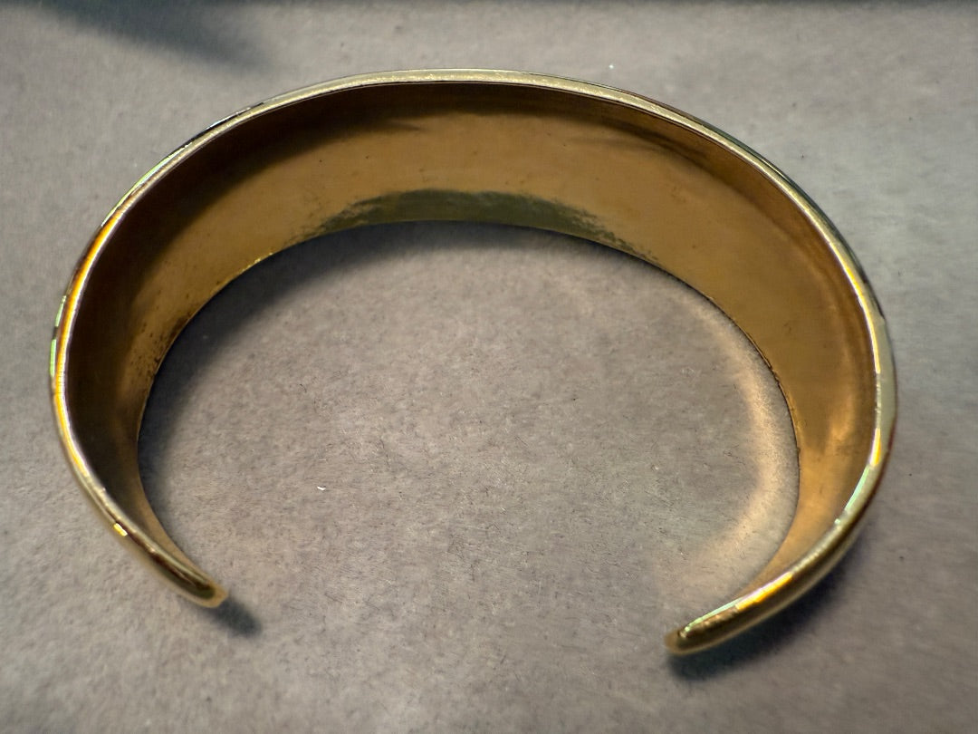 Cream Enamel  & Gold Avon Cuff Bracelet