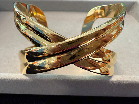 Large X Gold Tone Avon Cuff Bracelet
