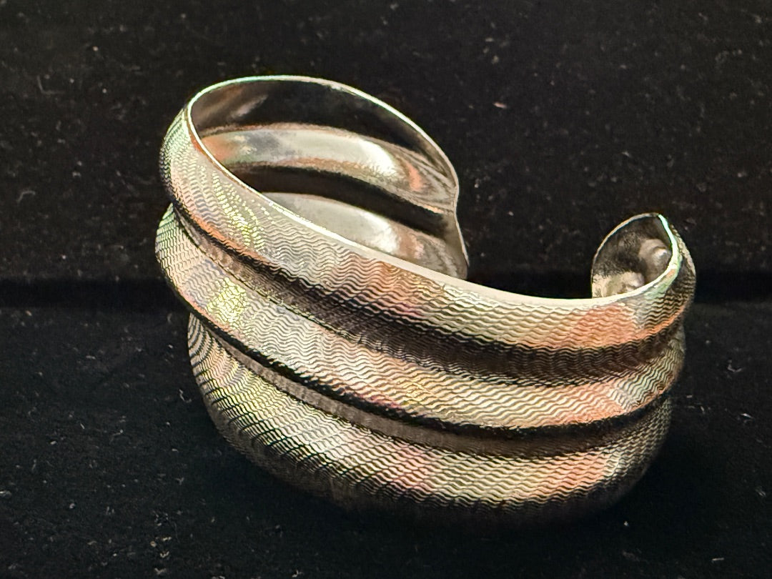 Avon  Wavy Cuff Wide Silver Toned Bracelet