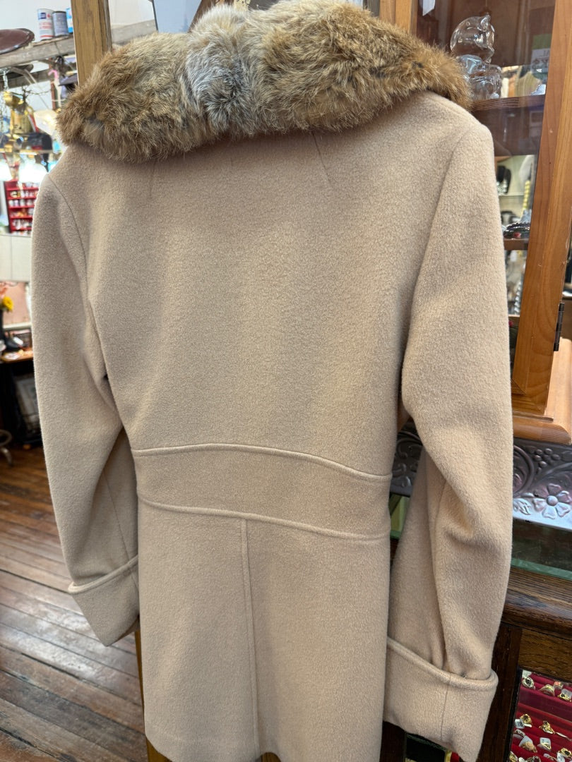 Cream Fur Collared Vtg Coat