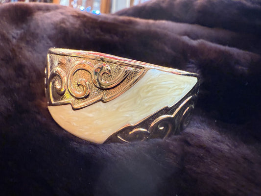 Cream enamel Gold Cuff Avon Bracelet