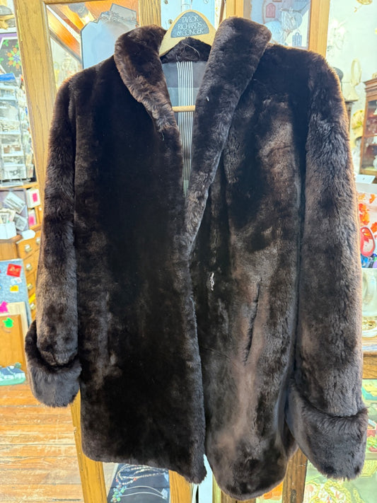 Vintage dark brown fur coat