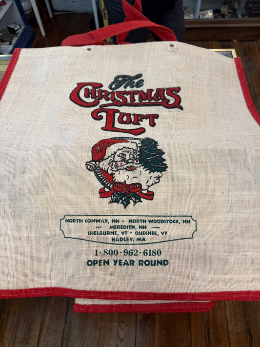 Lg Burlap Xmas Flea Market bag
