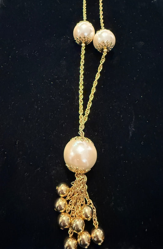 35" Large Pearl Gold Tone