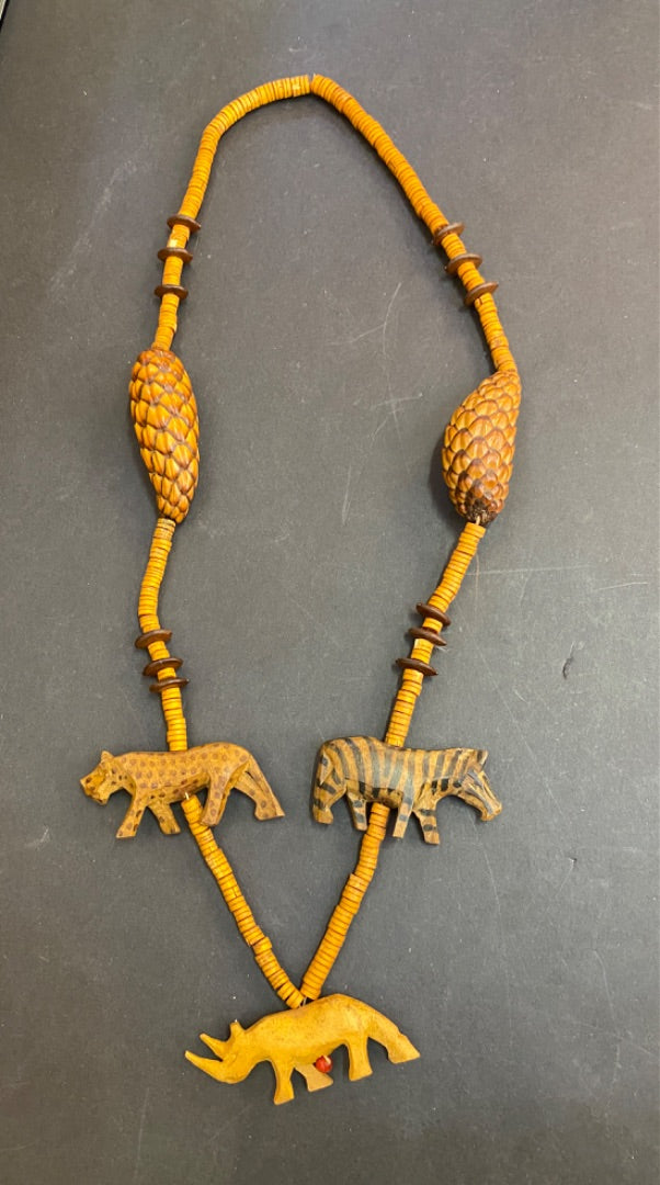 Wooden African Animal Necklace