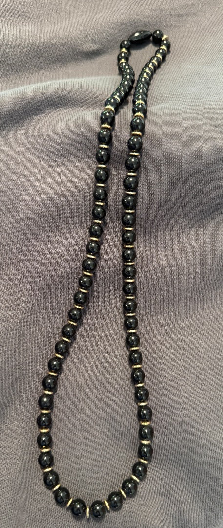 24"  Hematite 24" Black Bead Necklace