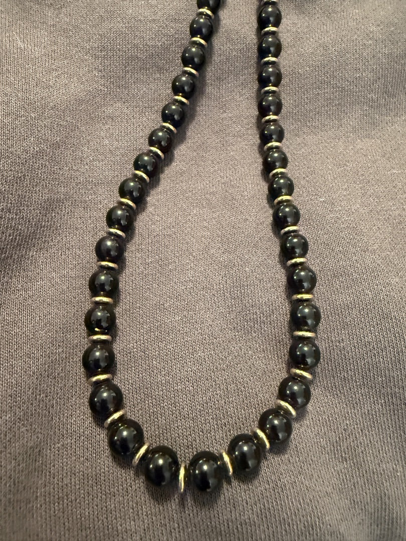 24"  Hematite 24" Black Bead Necklace
