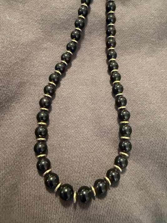 24"  Hematite 24" Black Bead Necklace