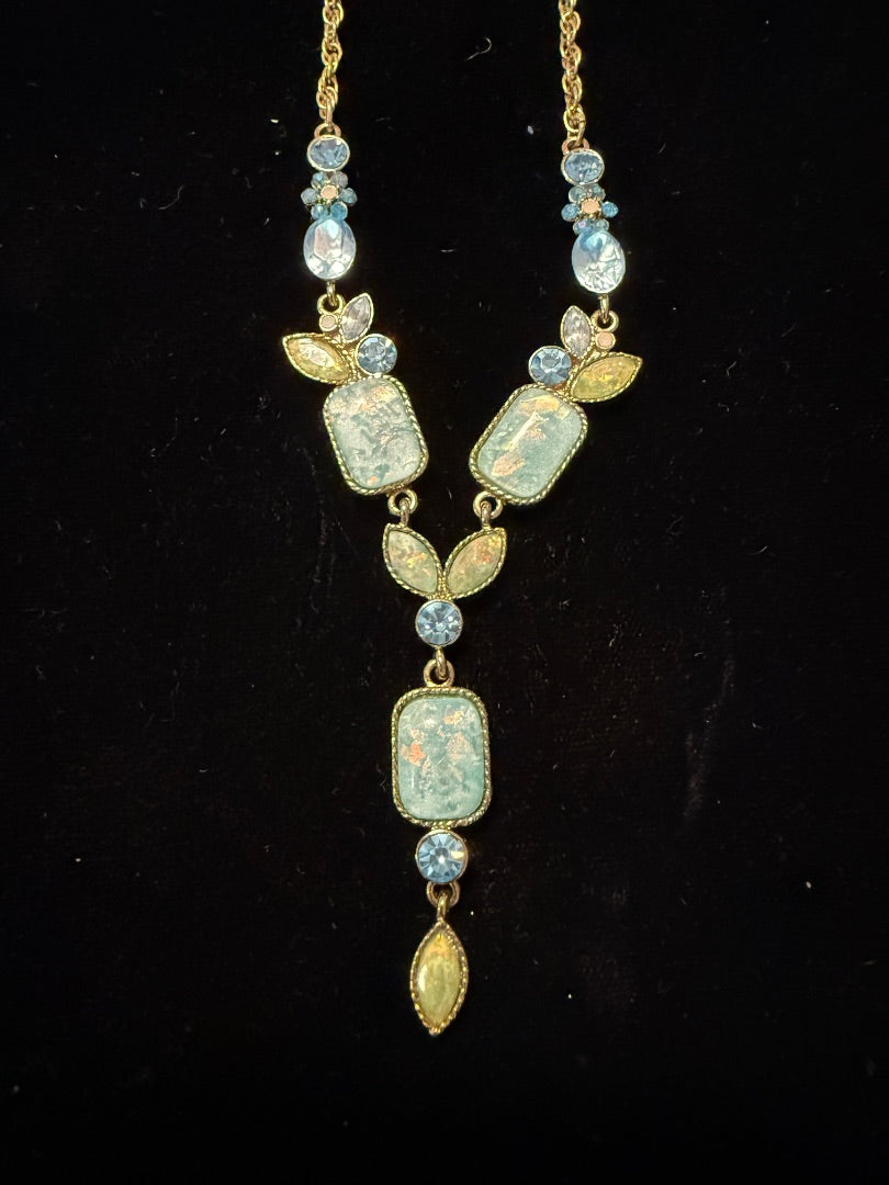 Nancy Rise Blue Rhinestone Necklace