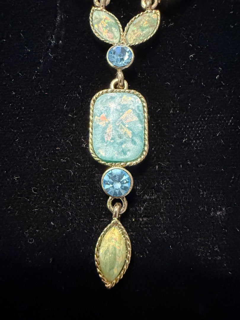 Nancy Rise Blue Rhinestone Necklace