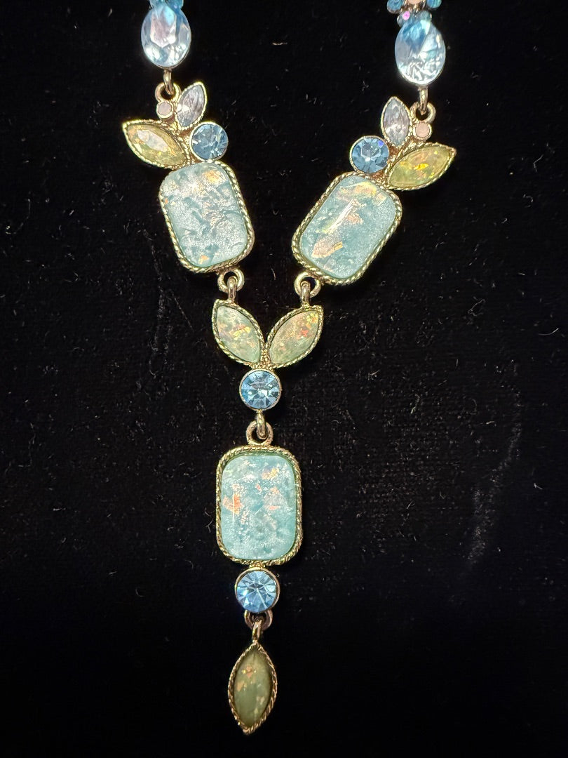 Nancy Rise Blue Rhinestone Necklace