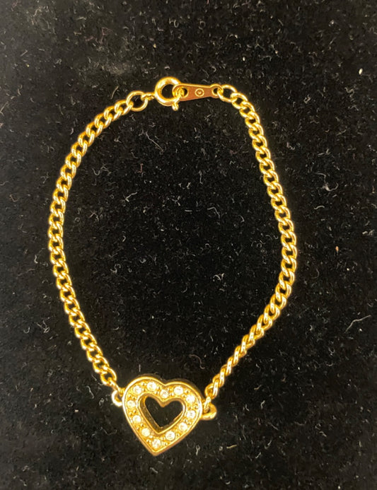 Vintage Avon Heart Bracelet Gold Tone