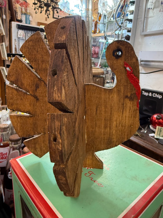 Large handmade wood turkey